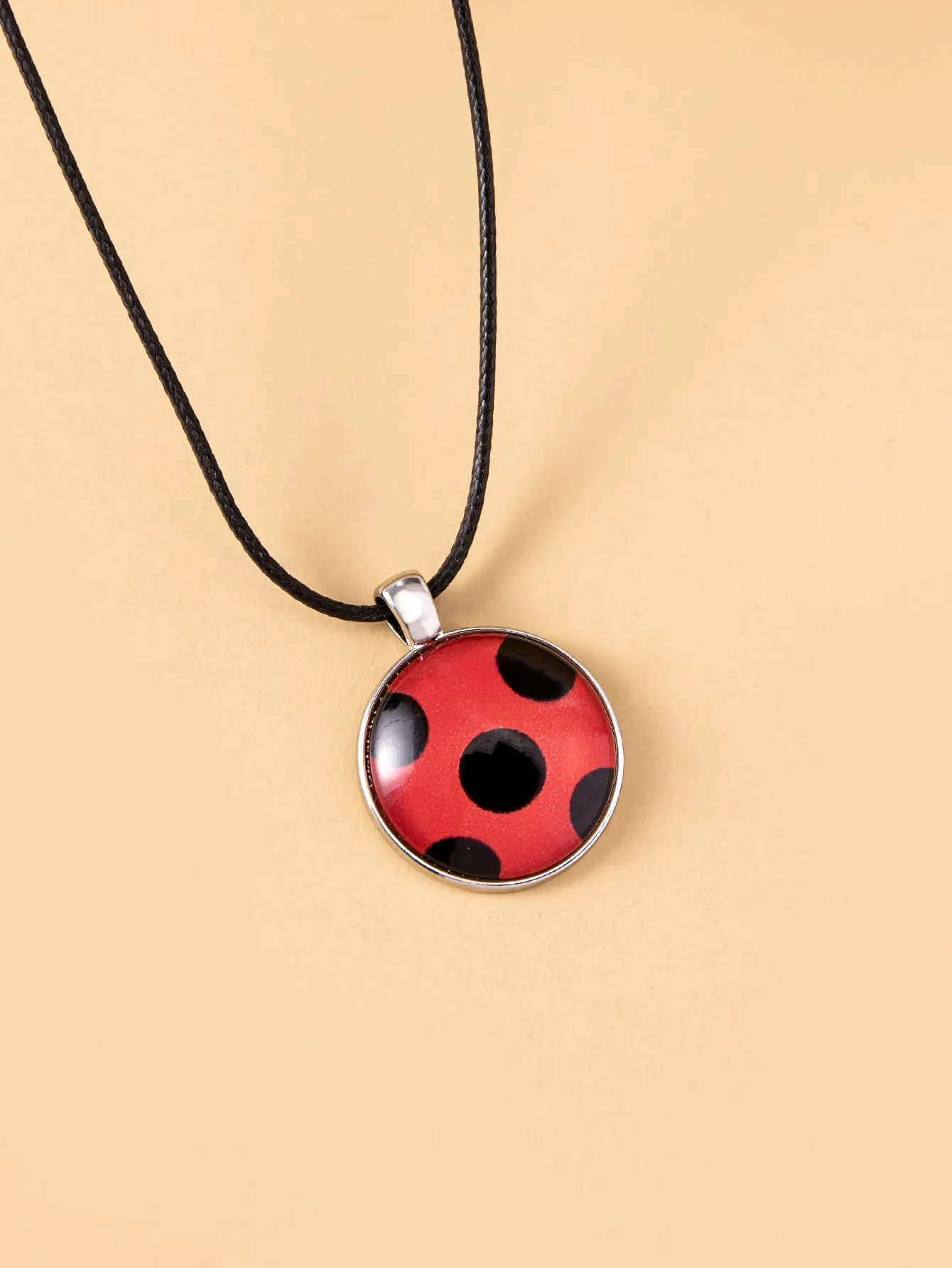 Red and Black Round Charm Necklace Jewelry for Women Gift for Her Necklace