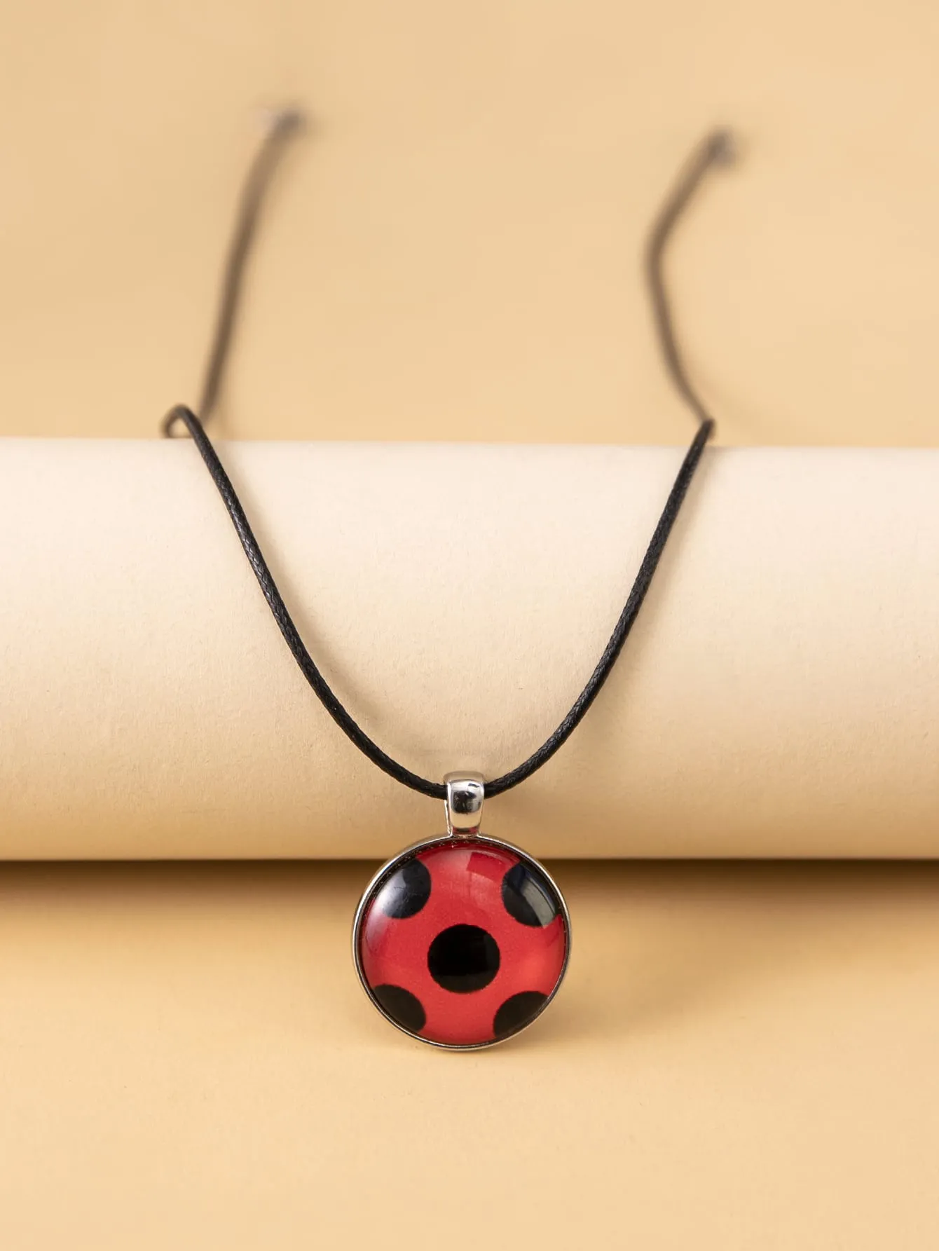 Red and Black Round Charm Necklace Jewelry for Women Gift for Her Necklace