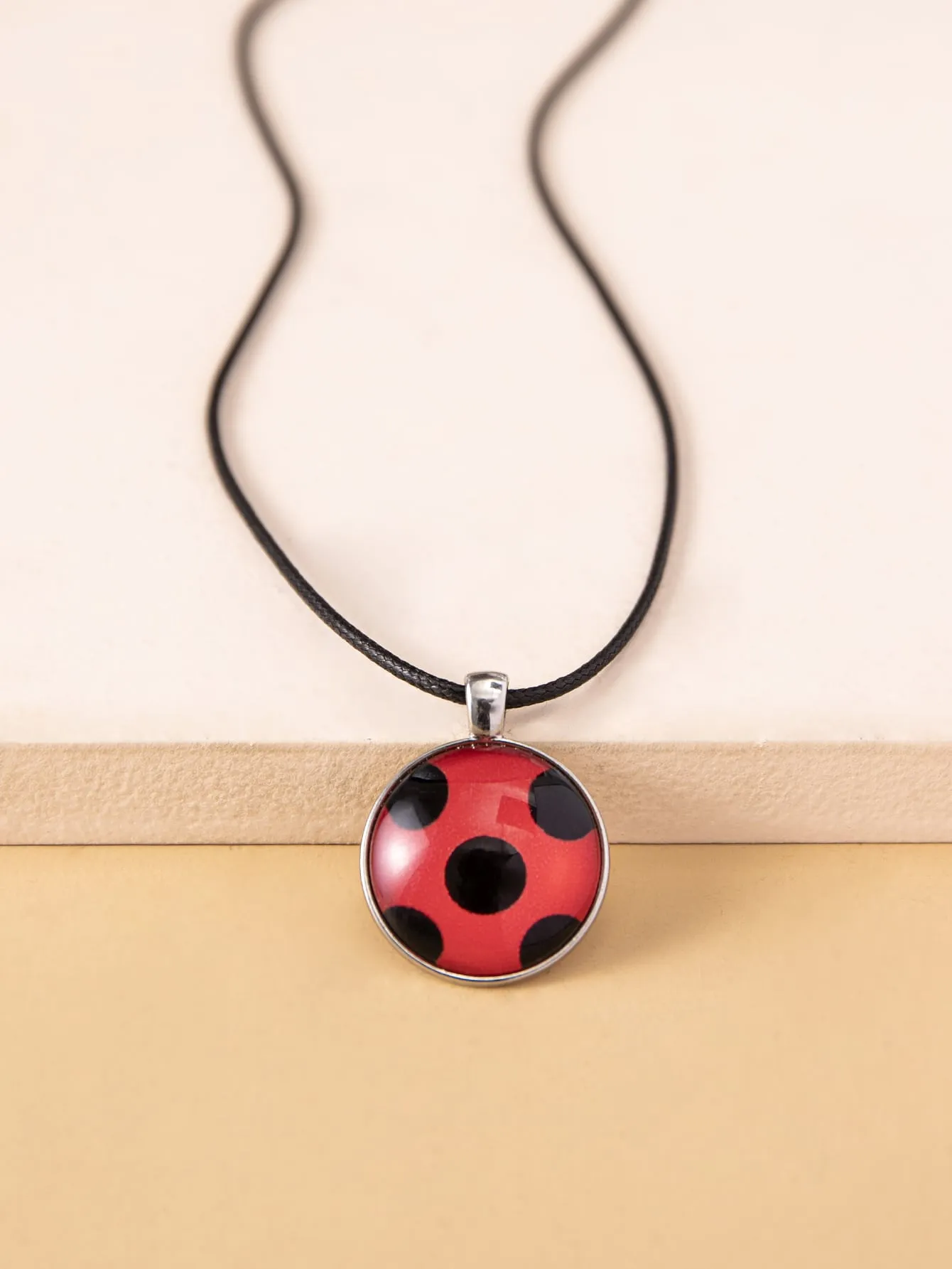 Red and Black Round Charm Necklace Jewelry for Women Gift for Her Necklace