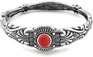 Rosemarie & Jubalee Women's Western Style Semi Precious Howlite Stone Concho Hinged Statement Cuff Bracelet, 2.5"