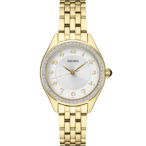 Seiko Essentials Gold-Tone Quartz Watch with Swarovski Crystals