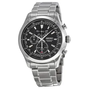 Seiko Neo Classic Alarm Perpetual Black Dial Men's Watch SPC125