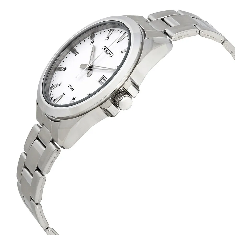 Seiko White Dial Stainless Steel Men's Watch SUR205