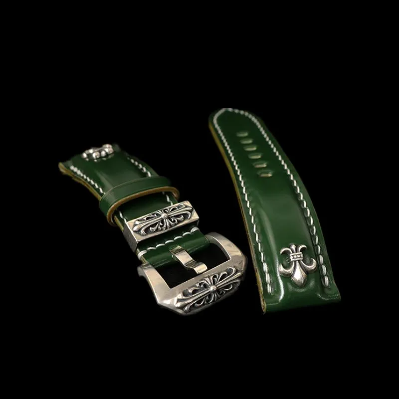 Shell Cordovan Watch Strap With Buckle And Ring - Green