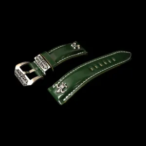 Shell Cordovan Watch Strap With Buckle And Ring - Green