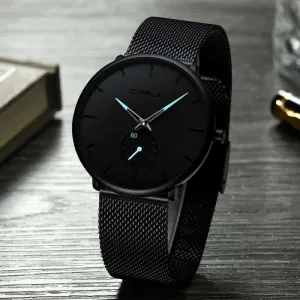 Sports Watch for Men Slim Mesh Steel Waterproof