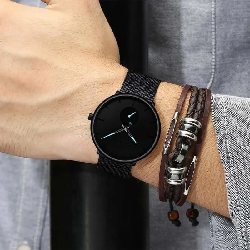 Sports Watch for Men Slim Mesh Steel Waterproof