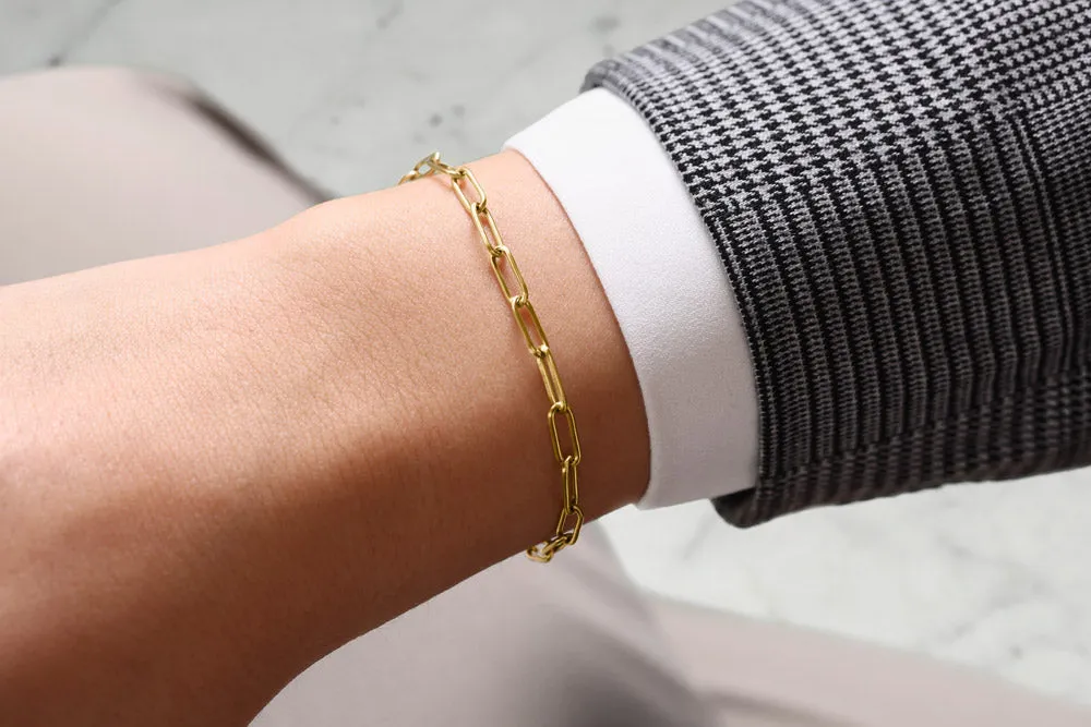 Stainless Steel Bracelet With Paperclip Links Gold Colour