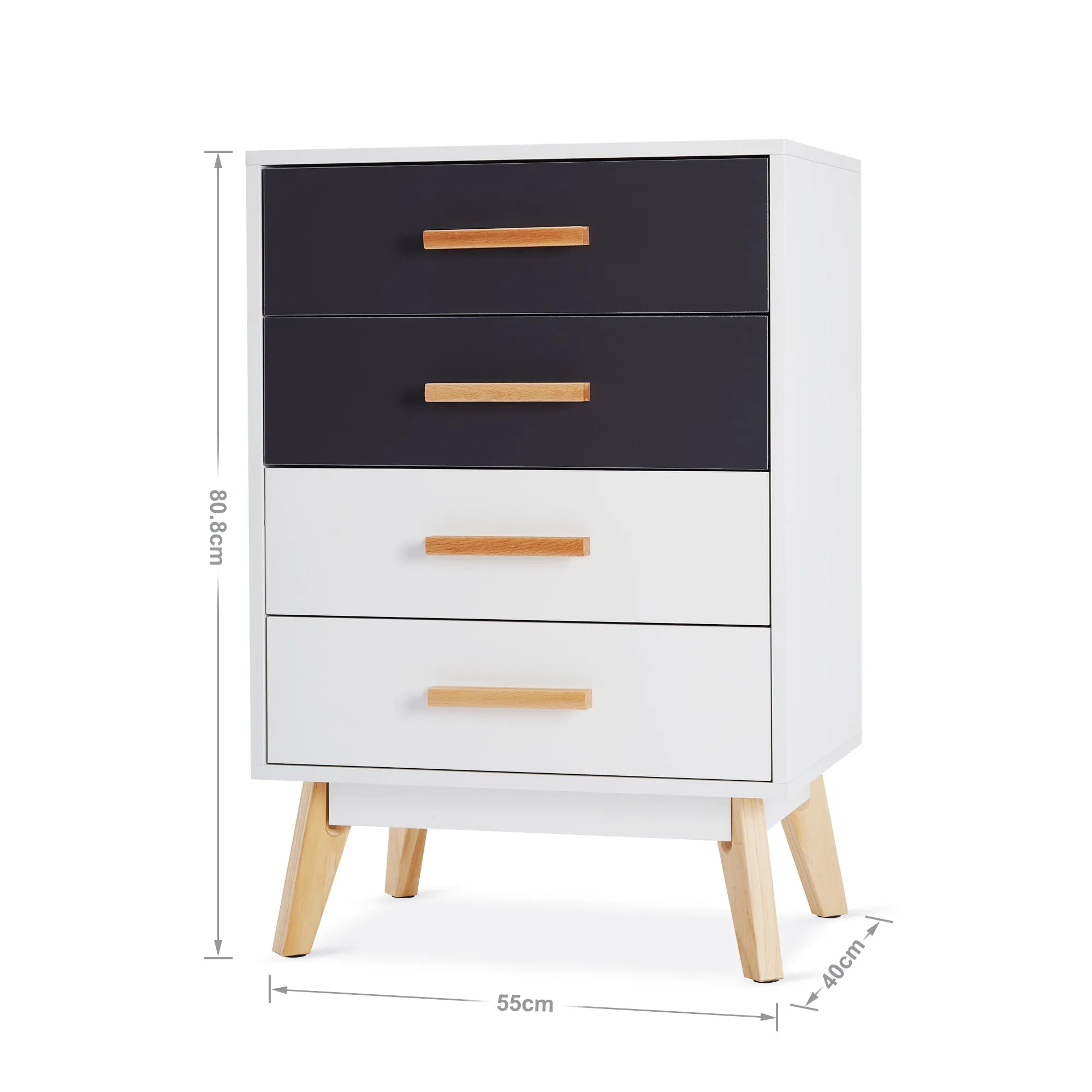 Storage Cabinet, White and Grey, with 4 Drawers