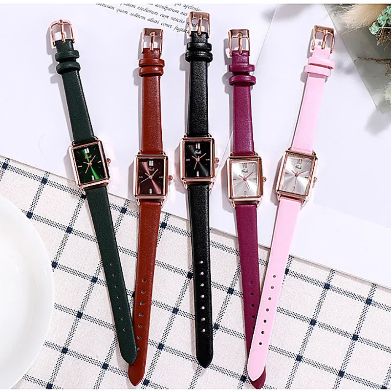 Stylish, simple, fresh and waterproof retro square ladies watch