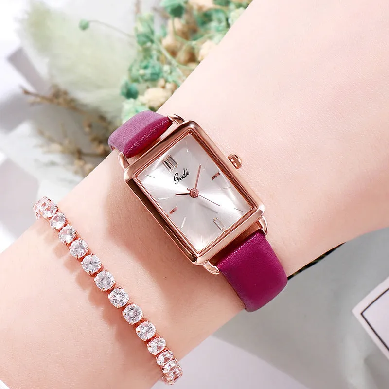 Stylish, simple, fresh and waterproof retro square ladies watch