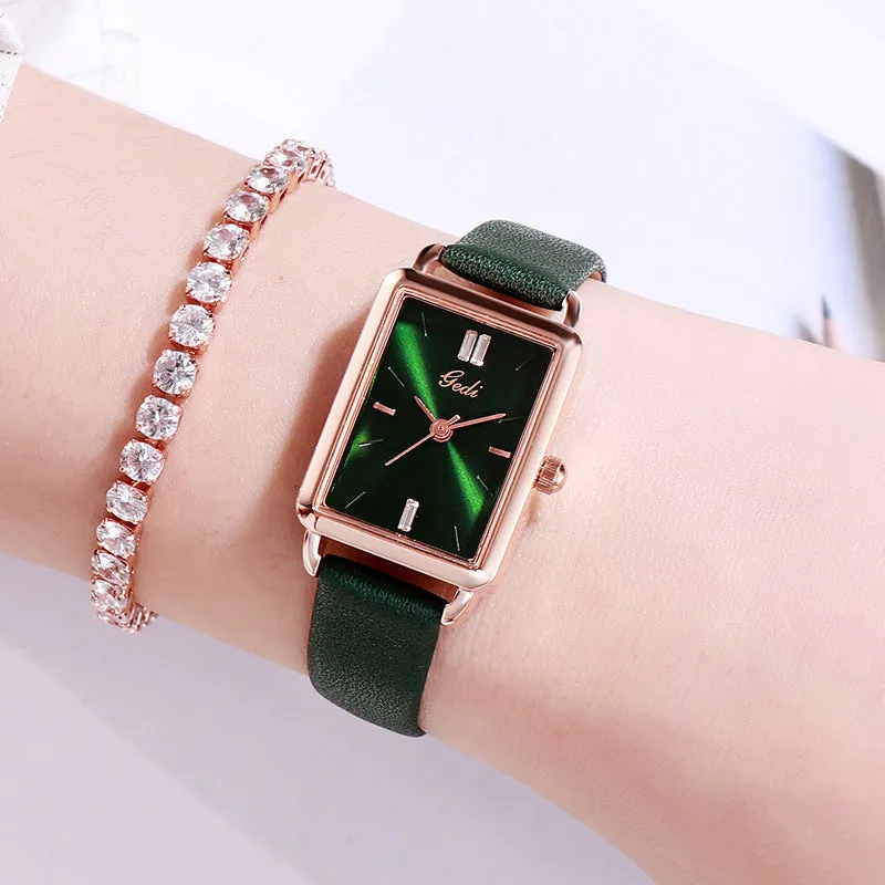 Stylish, simple, fresh and waterproof retro square ladies watch