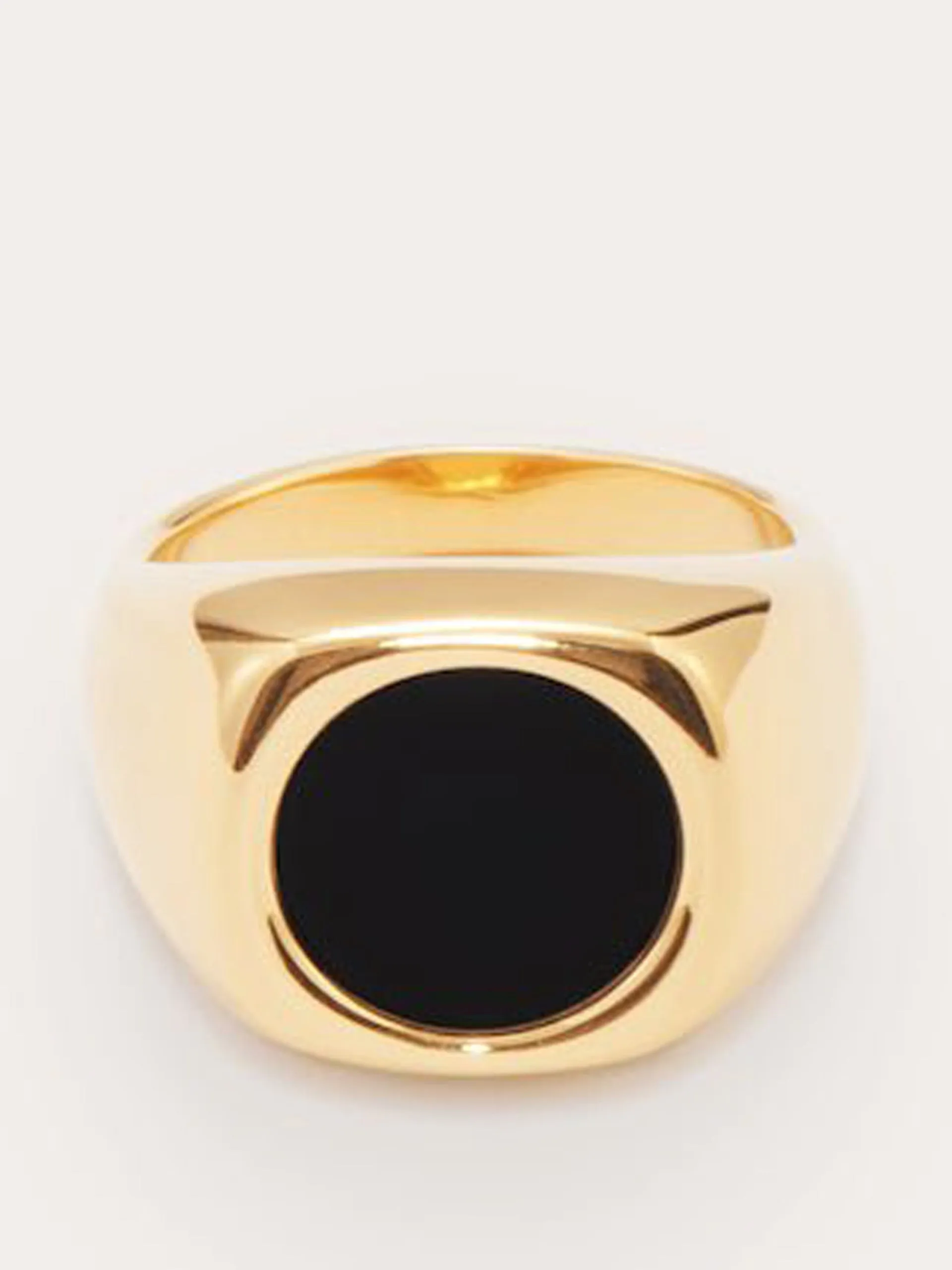 Sunken stone signet ring gold