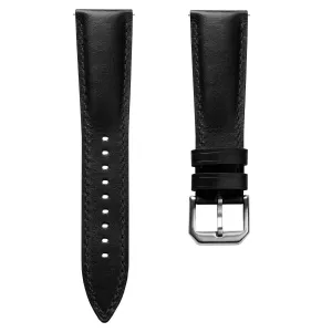 Tenby Classic Padded Genuine Leather Watch Strap  - Black / Black