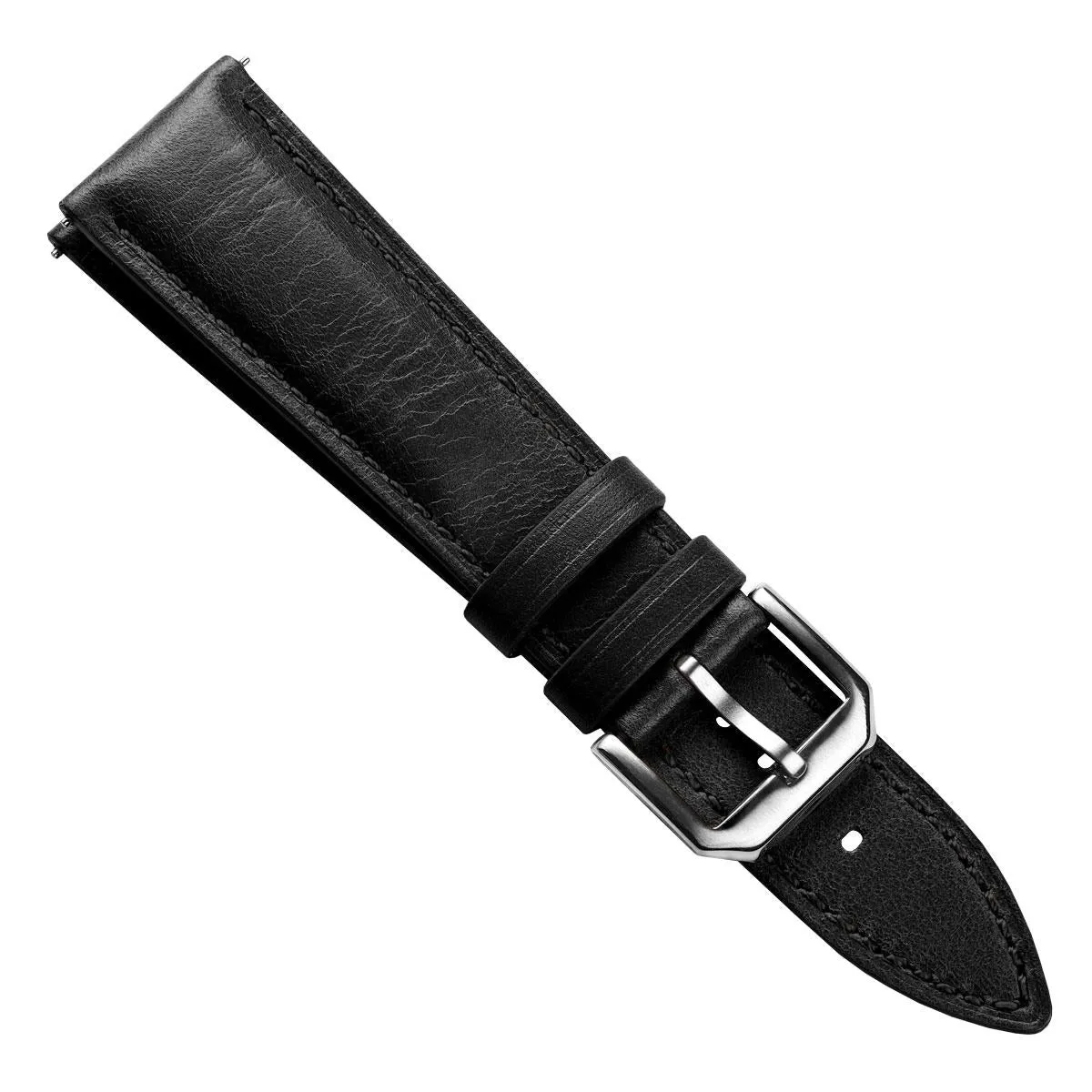 Tenby Classic Padded Genuine Leather Watch Strap  - Black / Black