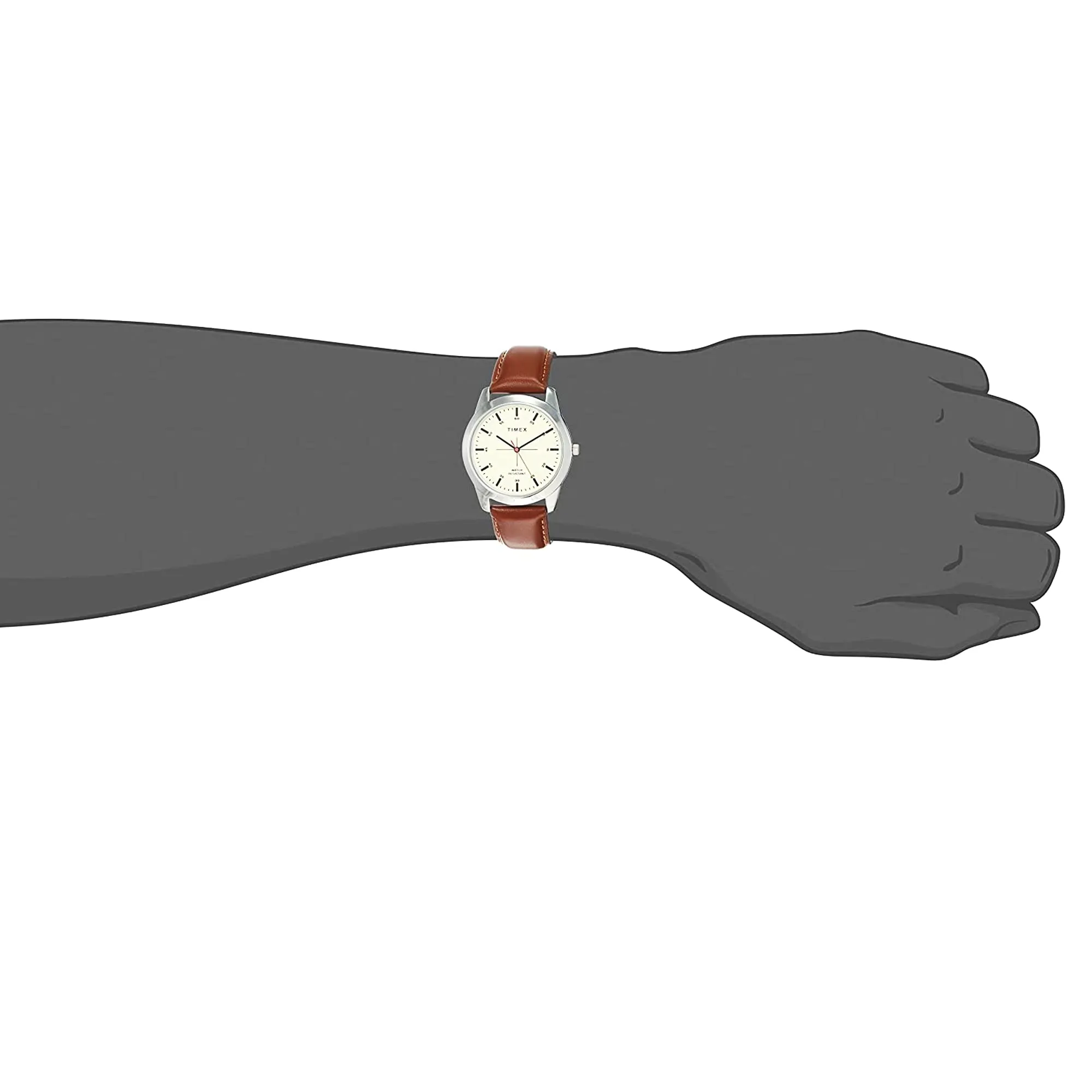 TIMEX Men Leather Analog Beige Dial Watch-Tw00Zr261E, Band Color-Brown