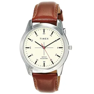 TIMEX Men Leather Analog Beige Dial Watch-Tw00Zr261E, Band Color-Brown