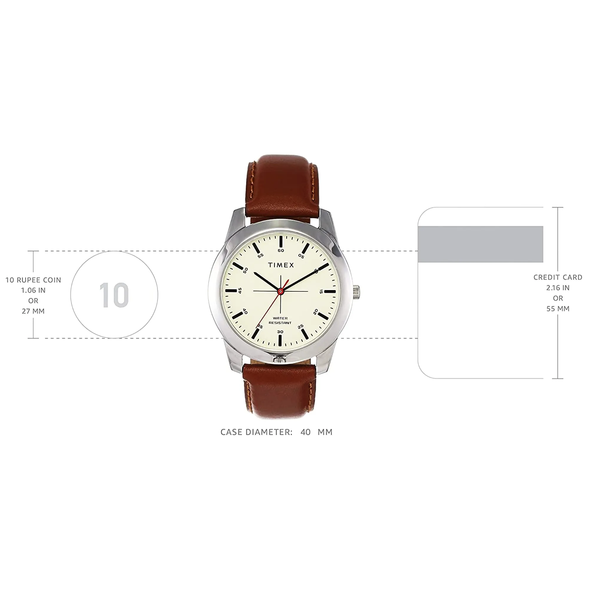 TIMEX Men Leather Analog Beige Dial Watch-Tw00Zr261E, Band Color-Brown