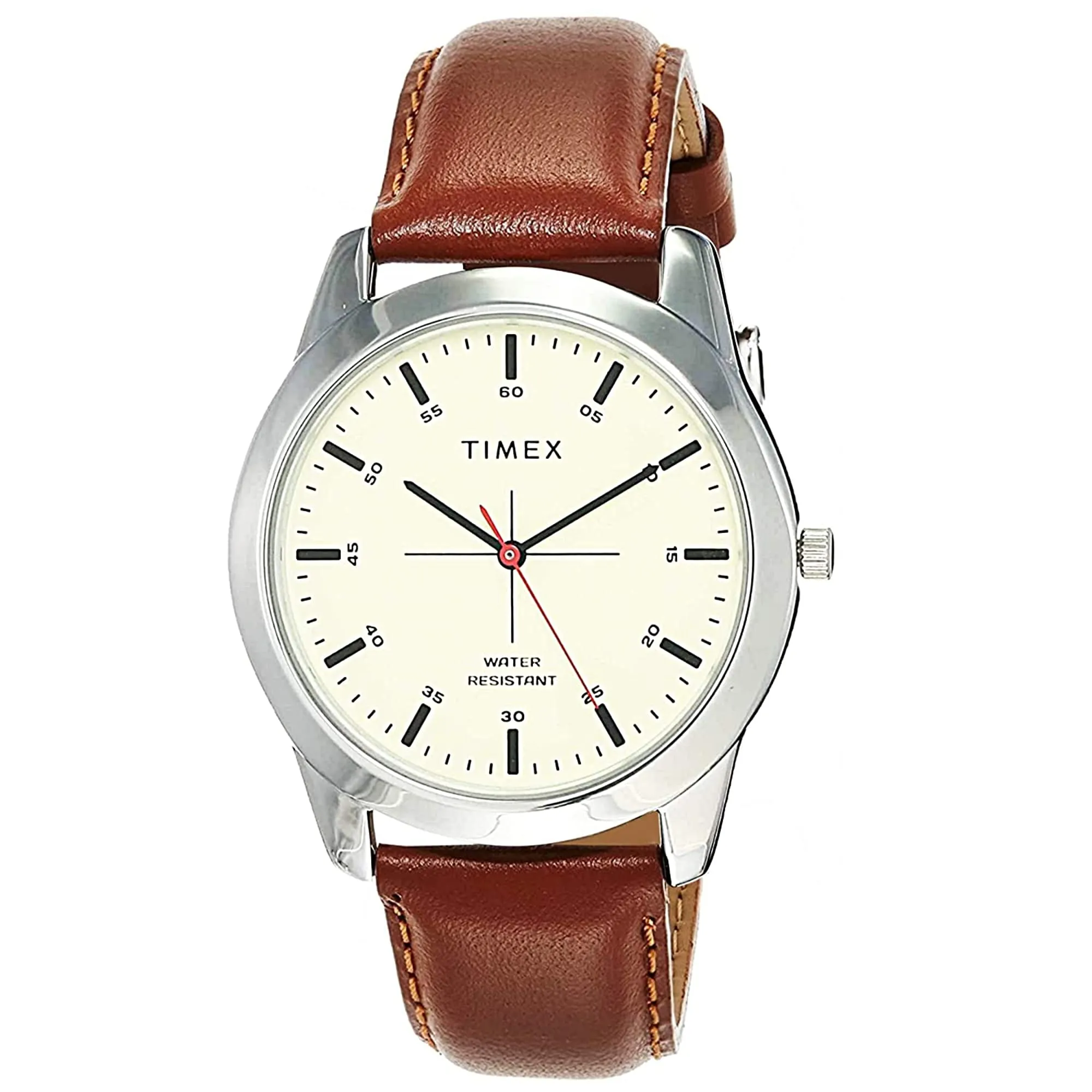 TIMEX Men Leather Analog Beige Dial Watch-Tw00Zr261E, Band Color-Brown