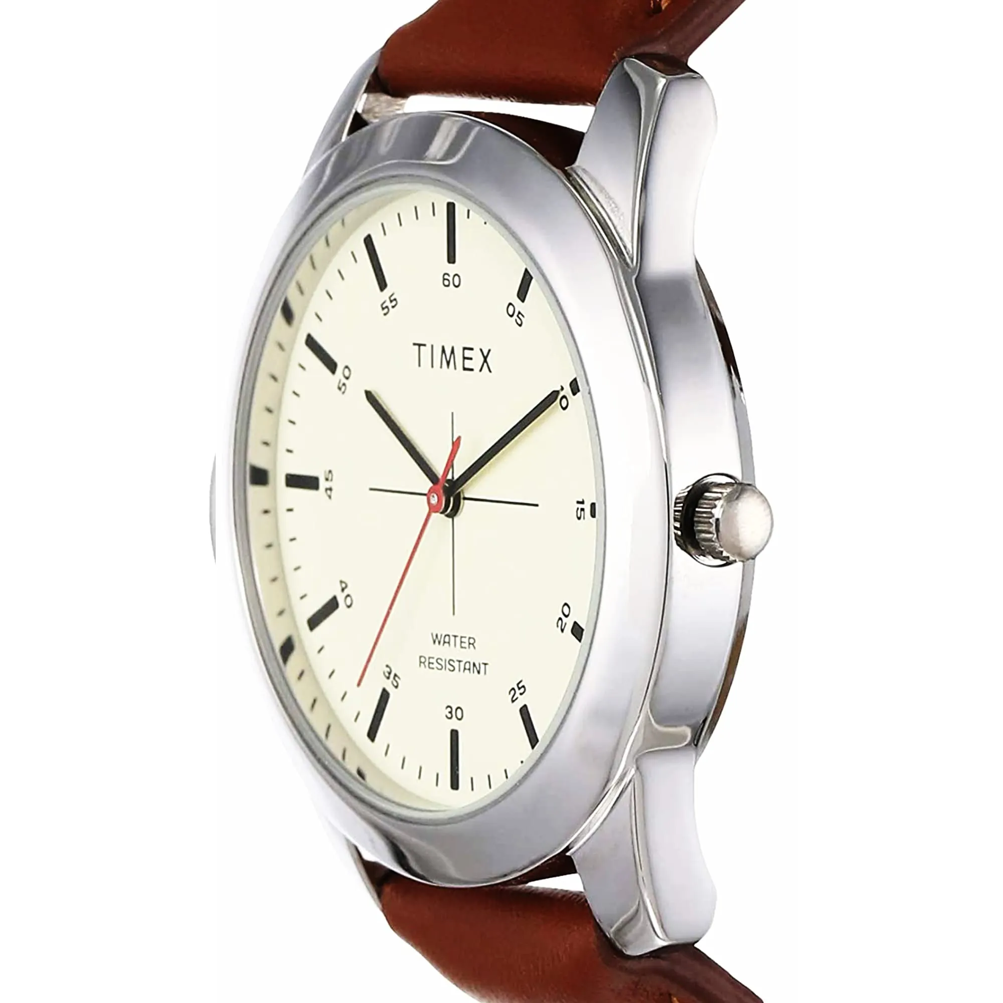 TIMEX Men Leather Analog Beige Dial Watch-Tw00Zr261E, Band Color-Brown