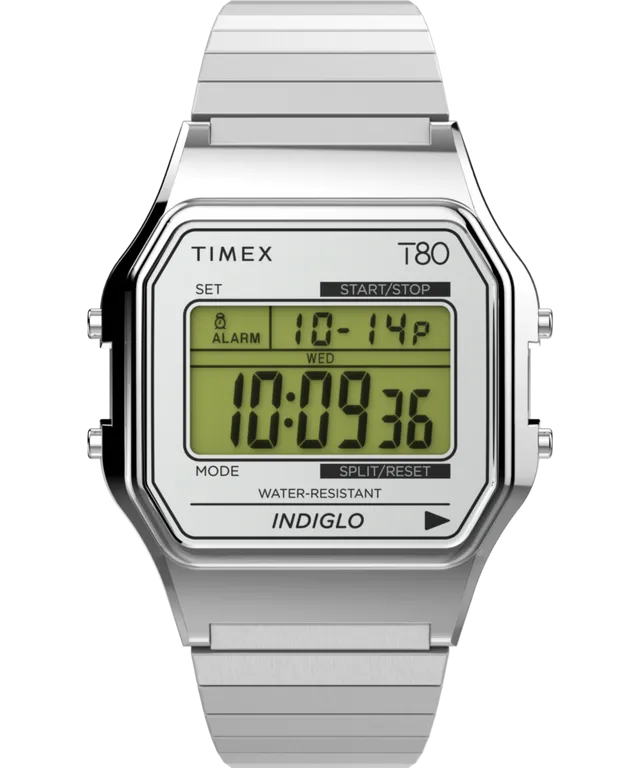 Timex T80 34mm Stainless Steel Expansion Band Watch - Silver