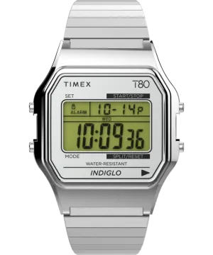 Timex T80 34mm Stainless Steel Expansion Band Watch - Silver
