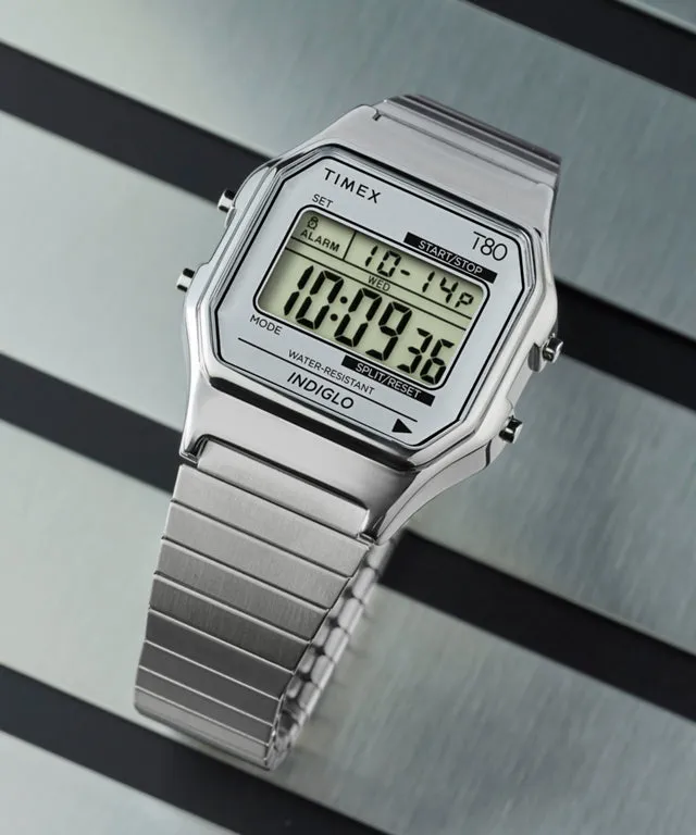 Timex T80 34mm Stainless Steel Expansion Band Watch - Silver