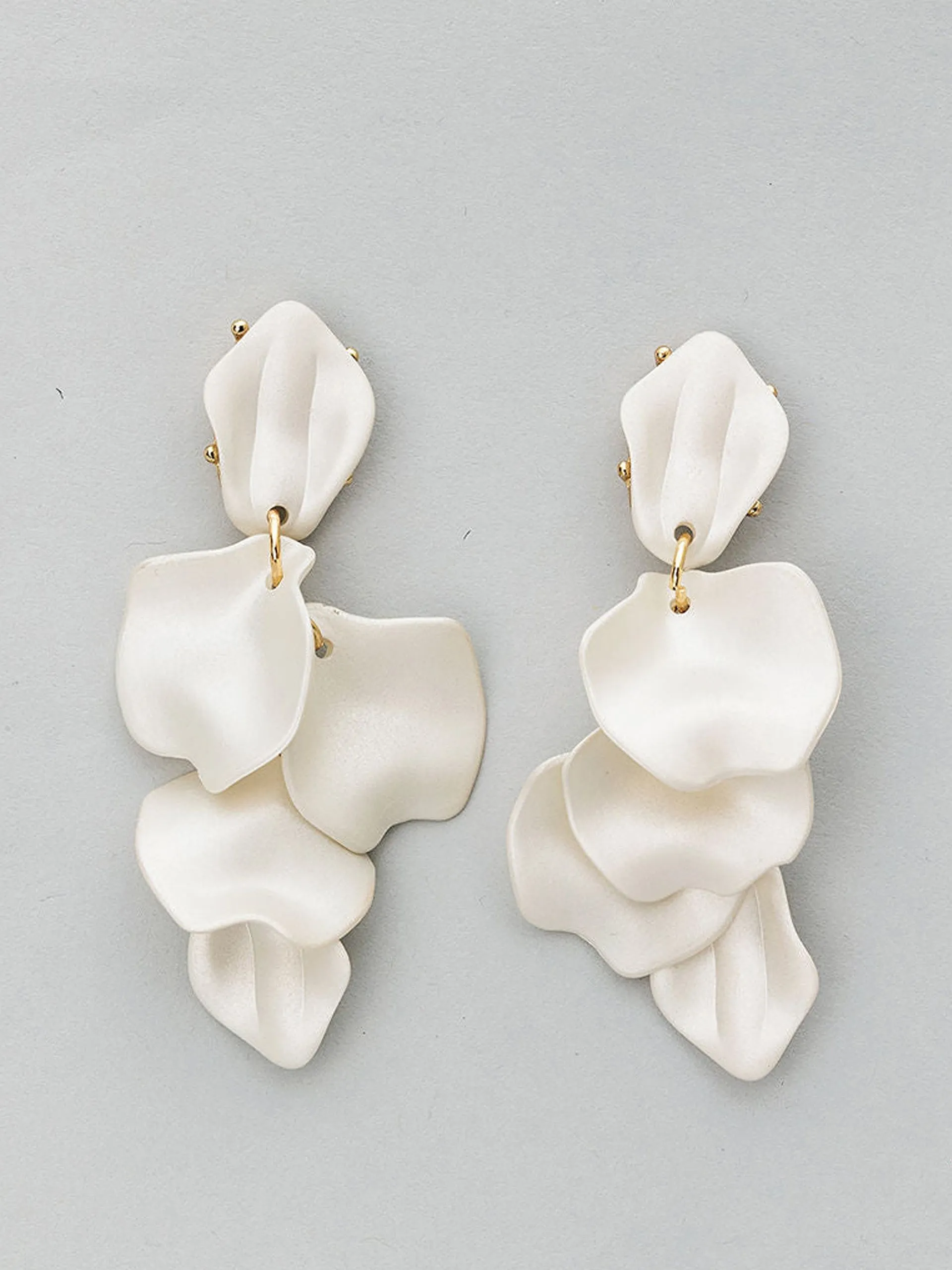 White leaf pearl earrings