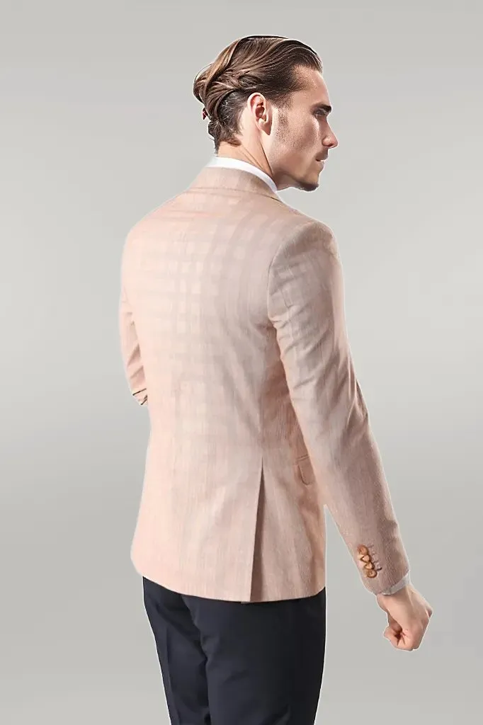 WSS Single Button Plaid Beige Blazer  - Singen