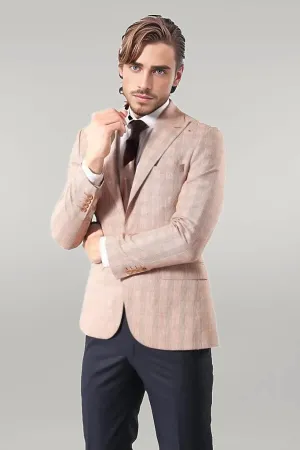 WSS Single Button Plaid Beige Blazer  - Singen