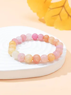 Yellow Pink Crystal Beaded Bracelet for Women Crafted Jewelry Stackable