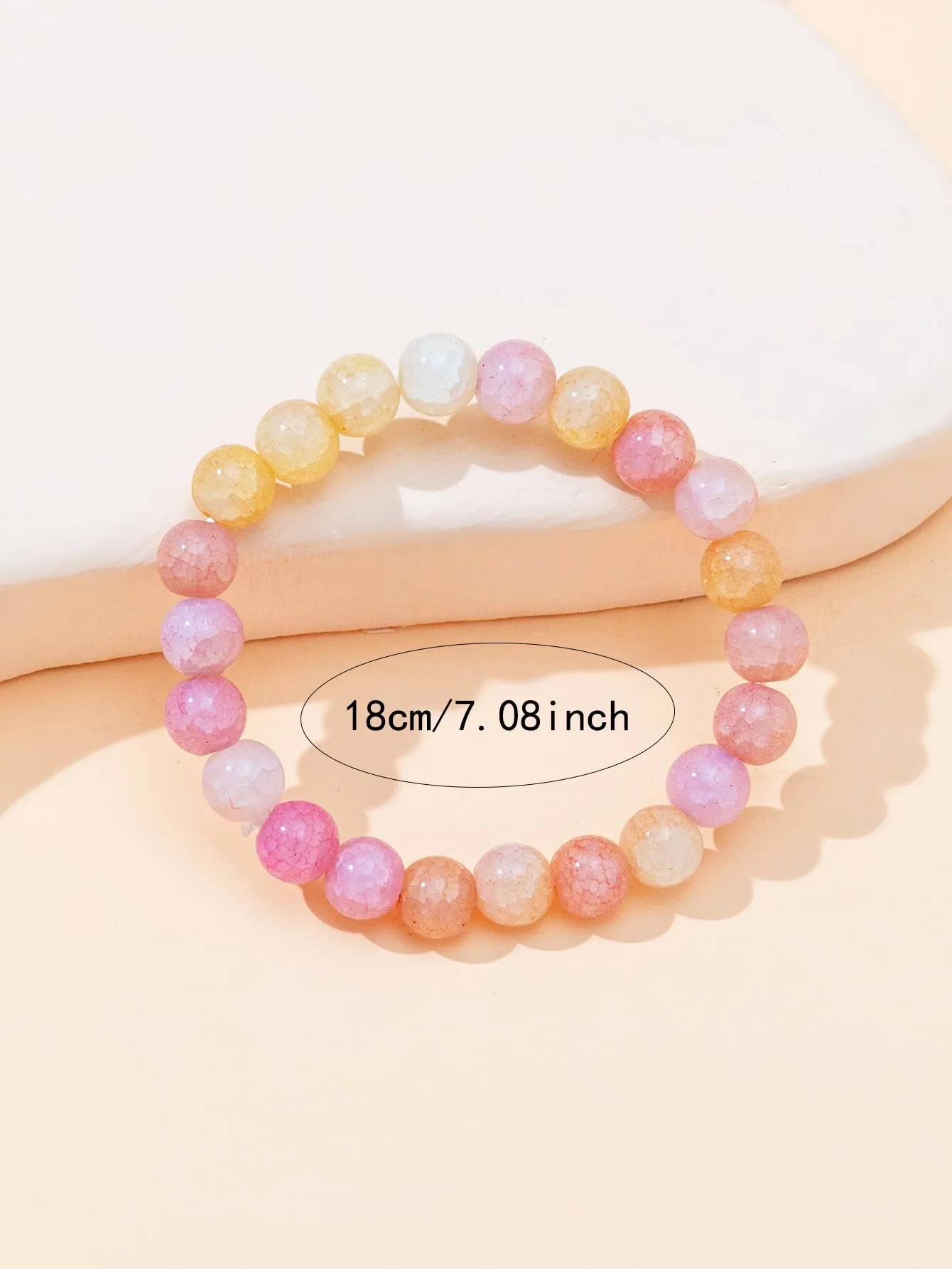 Yellow Pink Crystal Beaded Bracelet for Women Crafted Jewelry Stackable